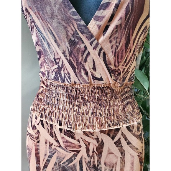 Fresh Of La Women's Brown Polyester V-Neck Sleeveless Long Maxi Dress Size 2X - Picture 3 of 10